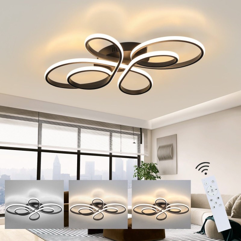 Nettlife lampa tak LED svart dimbar 80 cm vardagsrum 78w sovrum