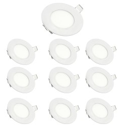 Paket x10 downlight LED 3w vit varm 3000k rund infälld vit