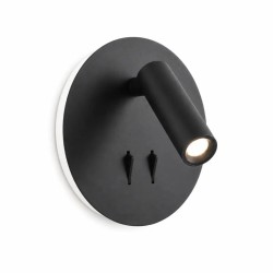 Vägglampa vägg aluminium svart med strålkastare läsning 3w och ljus stämnings