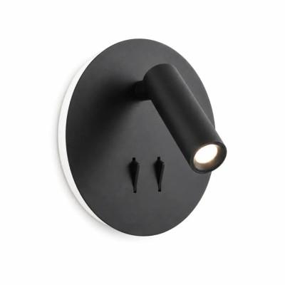 Vägglampa vägg aluminium svart med strålkastare läsning 3w och ljus stämnings