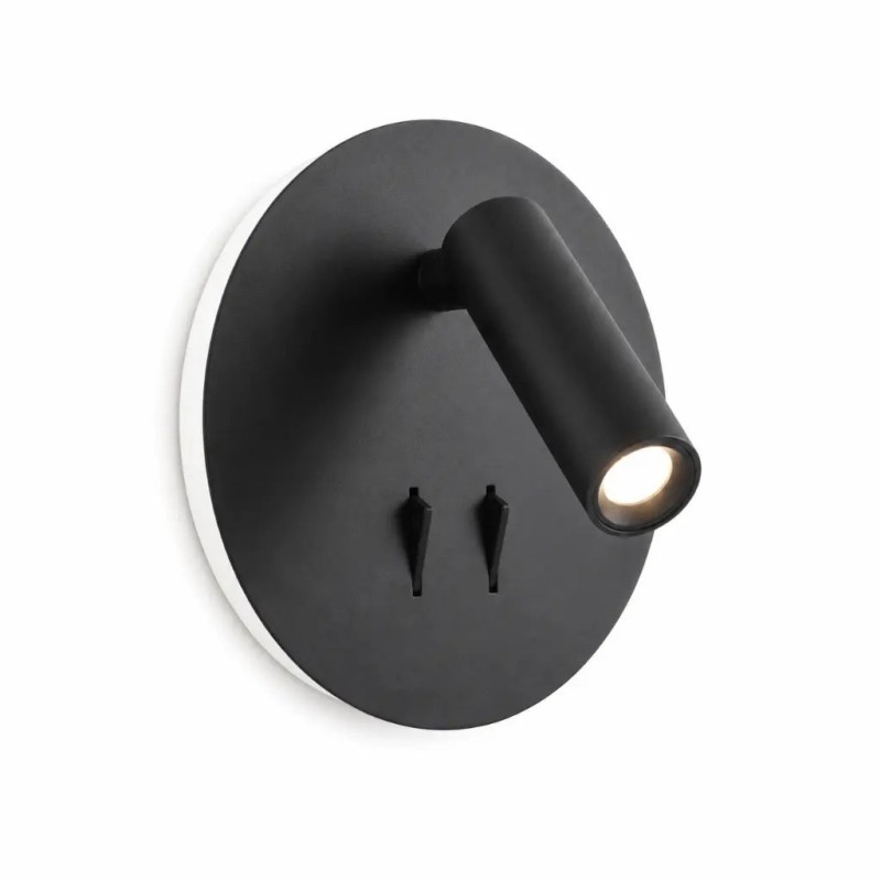 Vägglampa vägg aluminium svart med strålkastare läsning 3w och ljus stämnings