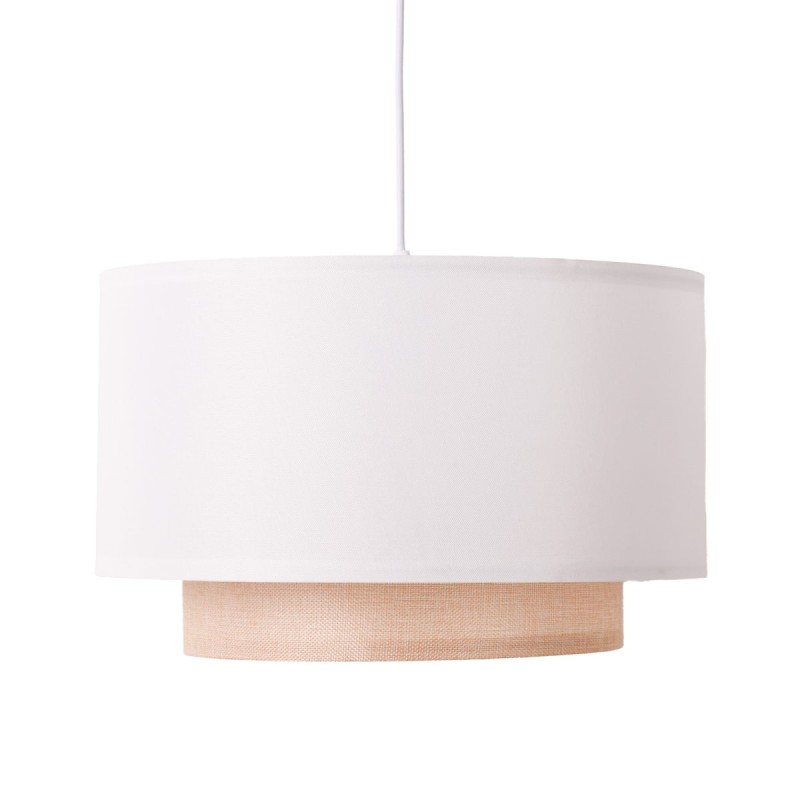 Lampa hänglampa tak med pantalla textil vit och rotting ø 40 cm -E27